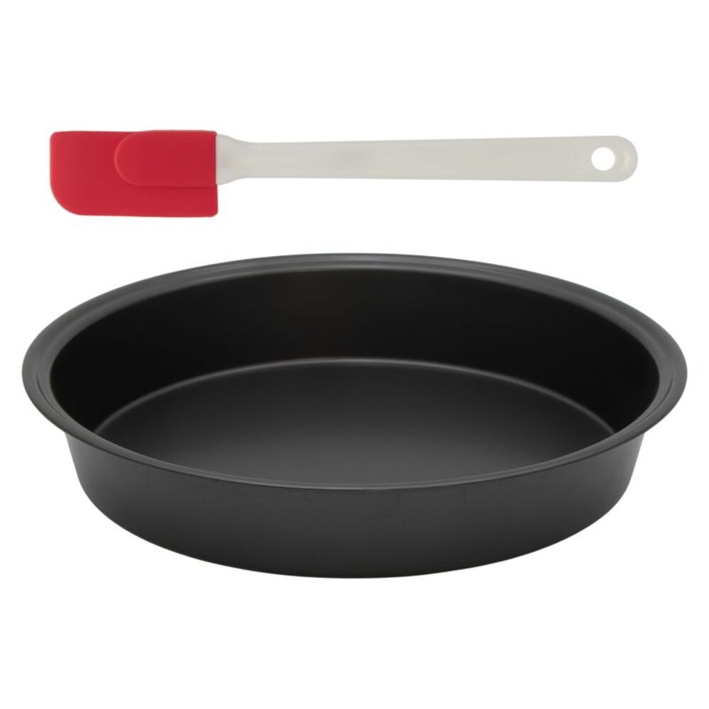 Non-Stick 9-Inch Round Cake Pan & Silicone Spatula Baking Set